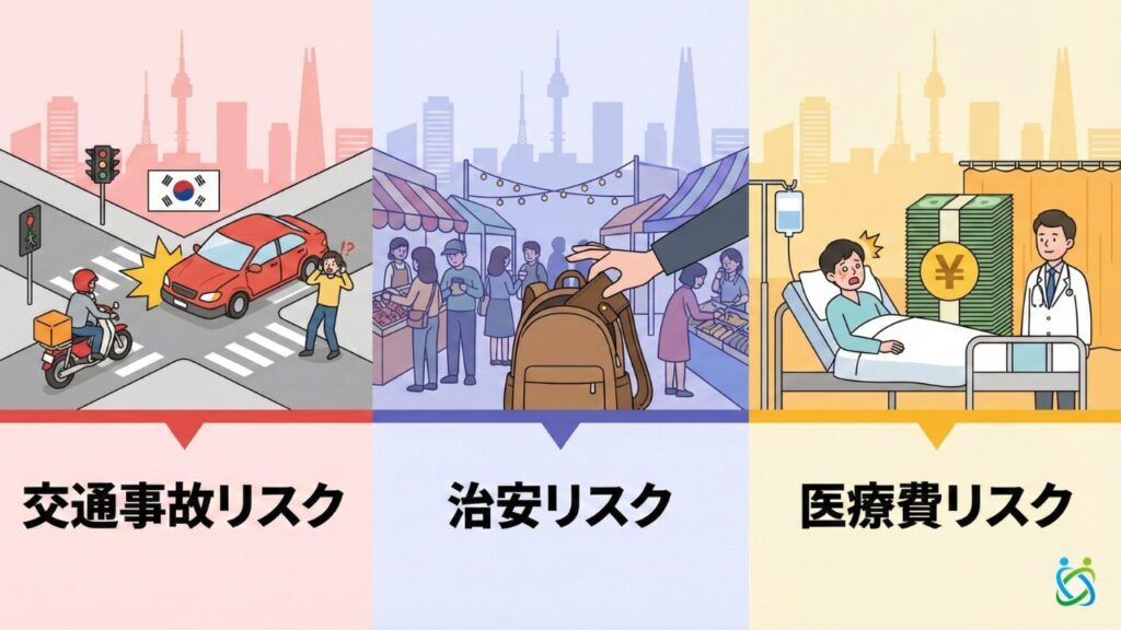 韓国留学の3つのリスク:交通事故、治安、医療費