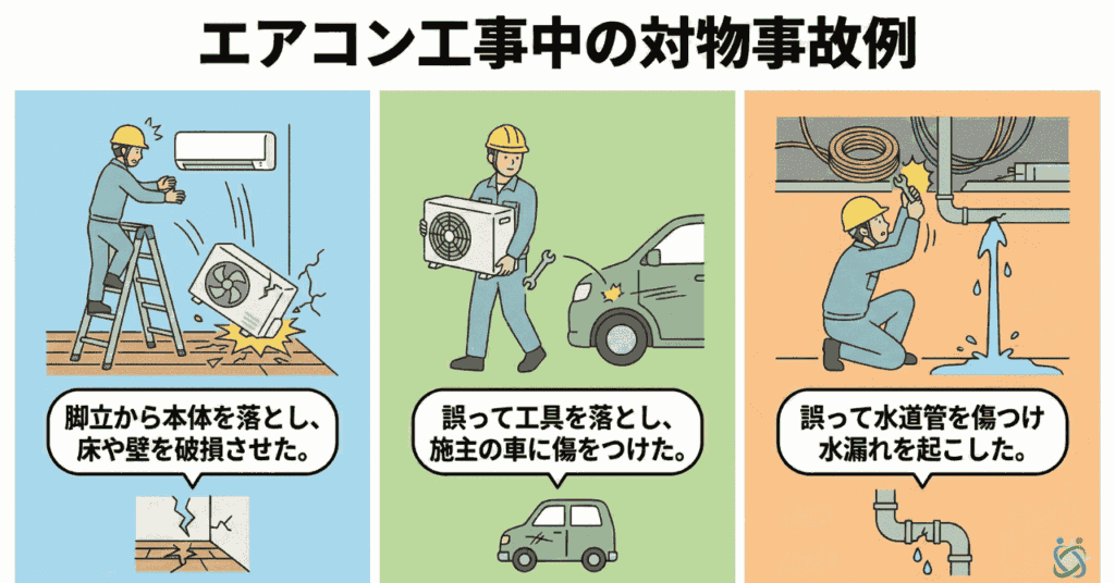 エアコン・配線工事中の事故例