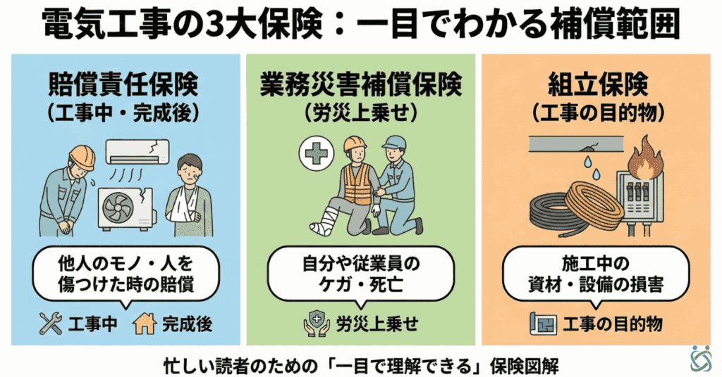 【図解】電気工事に必要な保険