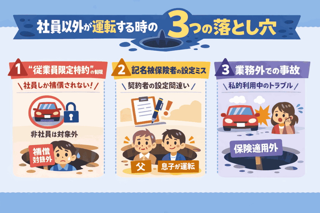 社員以外が運転する際に注意すべき3つの「落とし穴」