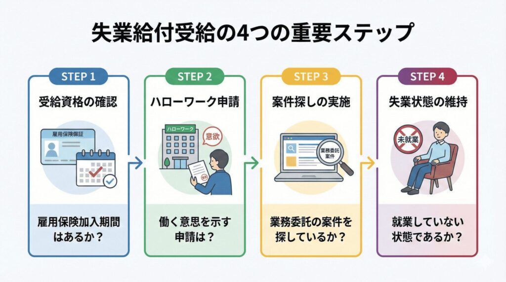 失業保険　受給するための4つのステップ