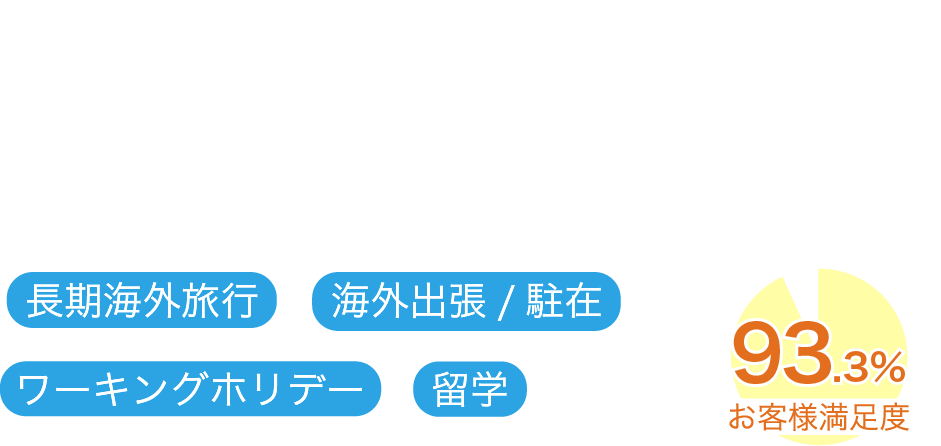 充実の補償内容で渡航後も安心 AIG損保の長期海外旅行、海外出張/駐在、ワーキングホリデー、留学用保険 お客様満足度93.3％