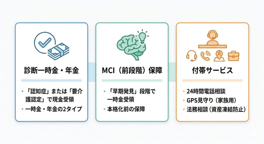 図解：認知症保険の主な仕組み
