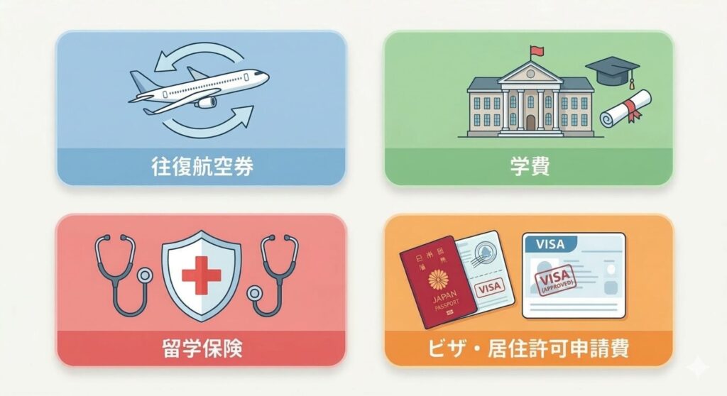 図解：ハンガリー留学で月々にかかる「初期費用」の目安。航空券・学費・留学保険・ビザの内訳詳細を解説