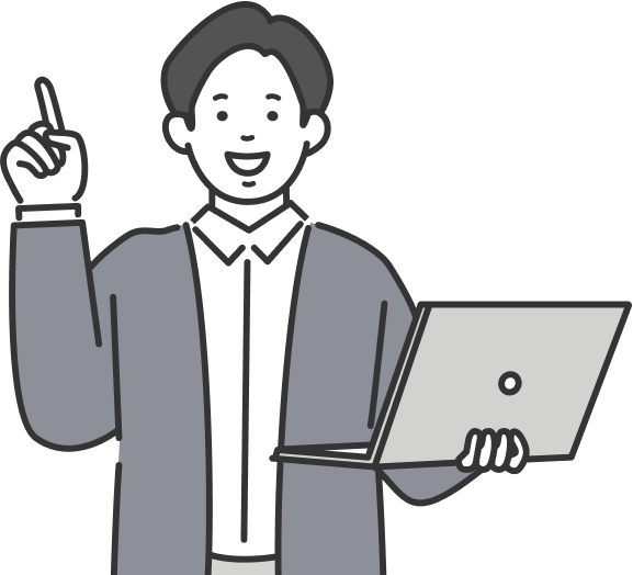 男性が指を差している