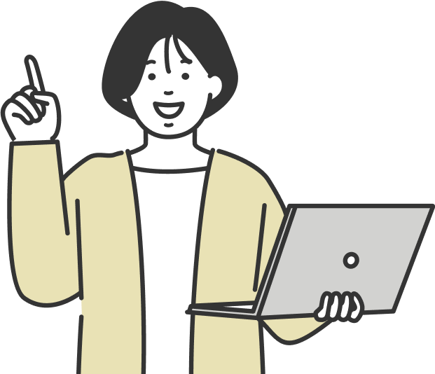 女性が指を差している