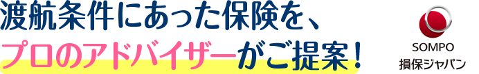 渡航条件にあった保険を、プロのアドバイザーがご提案！